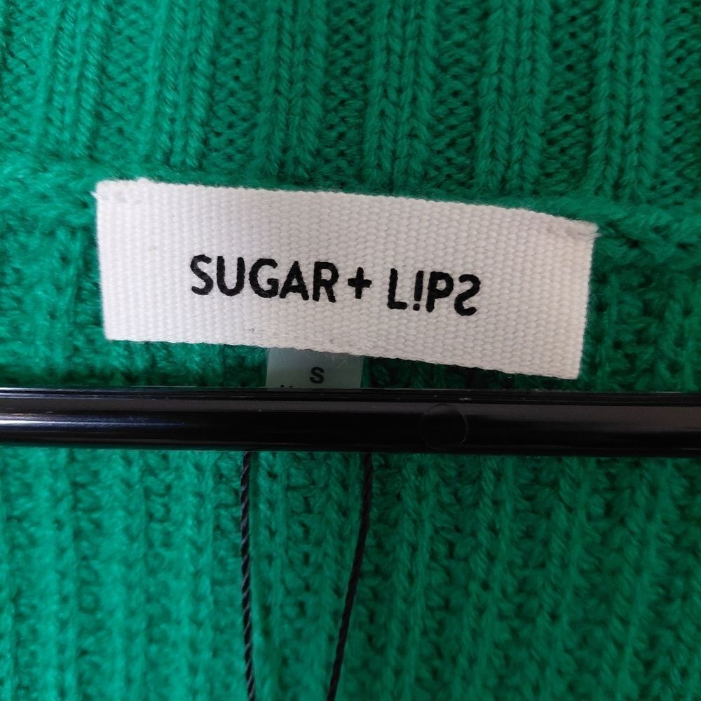 Sugar + lips Cardigan Womens SMALL NWT Jolie Ruffle Open Front Primary GREEN - Picture 4 of 7